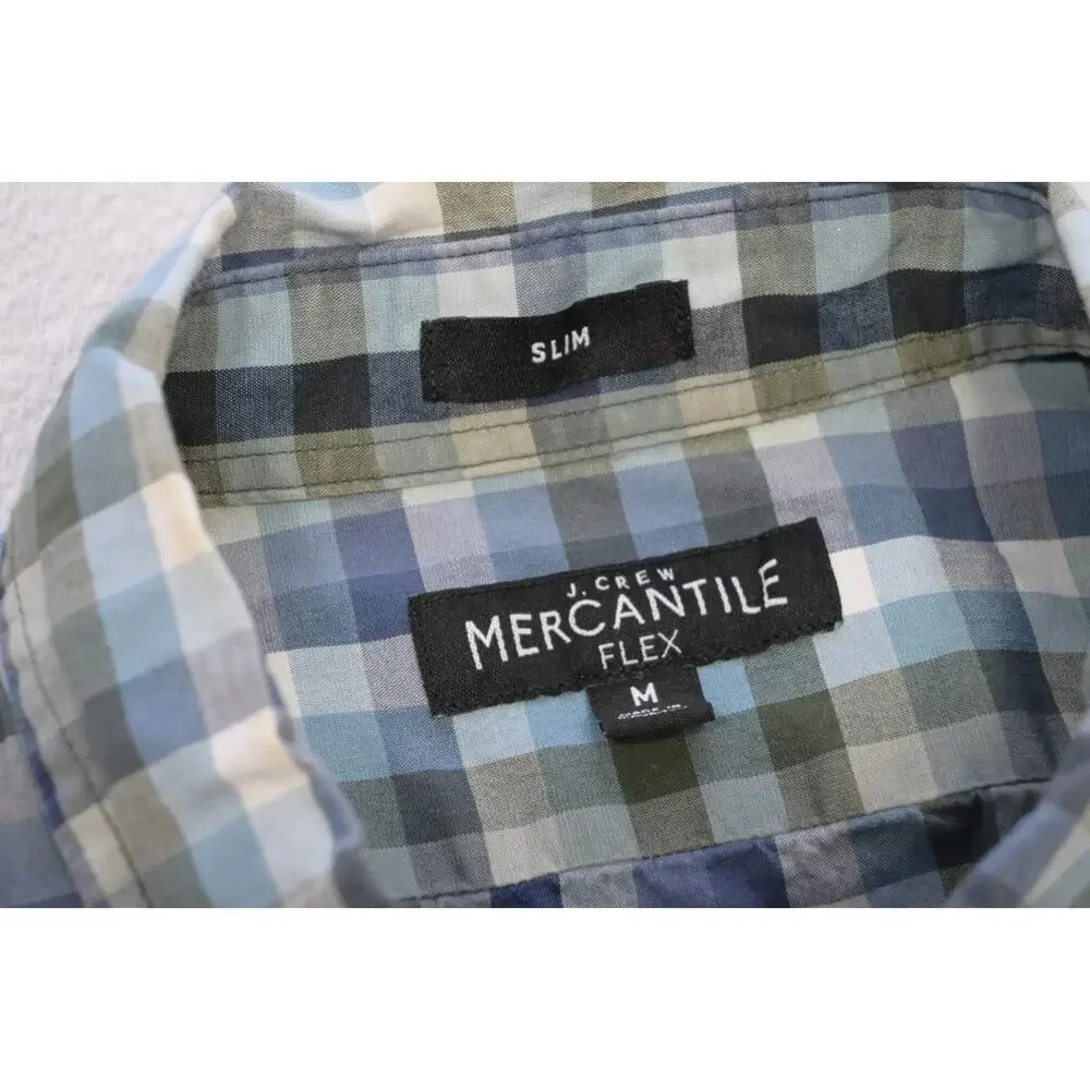 J Crew Mercantile Flex Slim Fit Dress‎ Shirt Plaid Button Up Mens Size Medium
